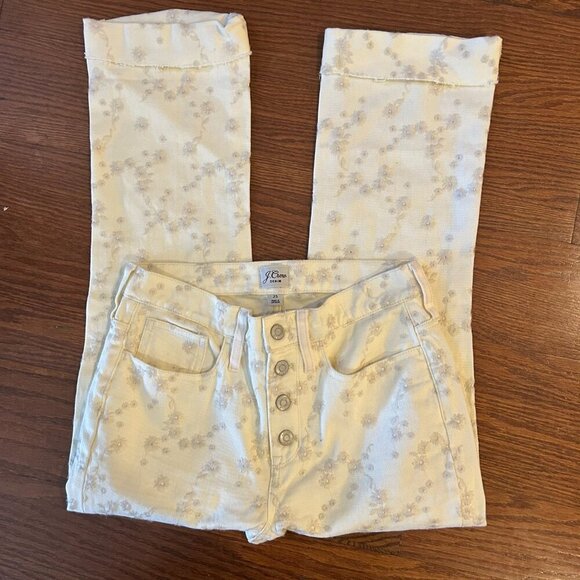 J. Crew Demi Boot Crop Jean Eyelet Embroidered High Rise Size 25 Feminine Preppy - Picture 9 of 14